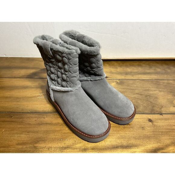 COACH Suede Ivy Boots Size 6 B Heather Grey - Picture 4 of 11